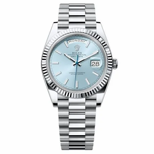 Rolex Day-Date 40 Platinum - Fluted / Ice Blue 228236-0018 (M228236-0018)